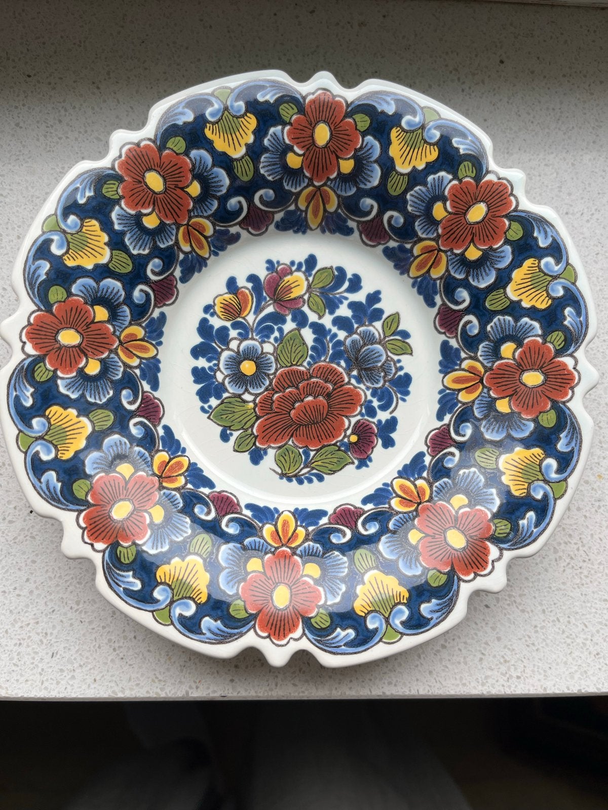Mooi Delfts Blauw Wandbord - Bloemenmotief, Antiek en Kunst, Ophalen of Verzenden