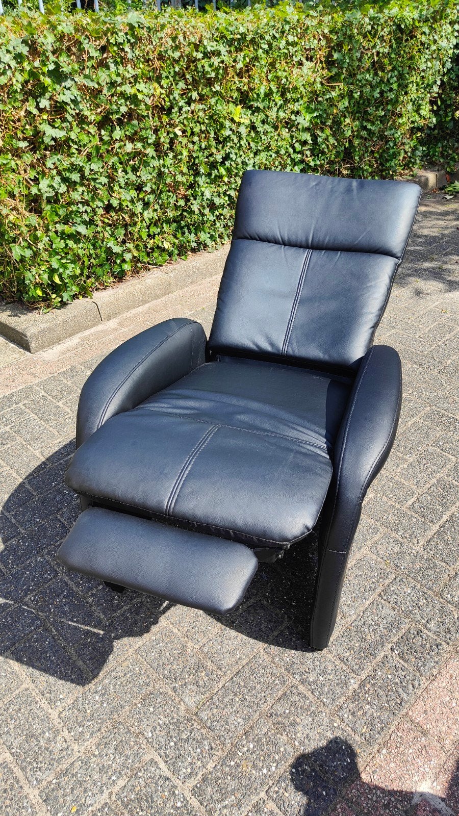 Comfortabele leren ligstoel - Zwart, Huis en Inrichting, Fauteuils, Ophalen, Gebruikt, 100 tot 125 cm, Leer