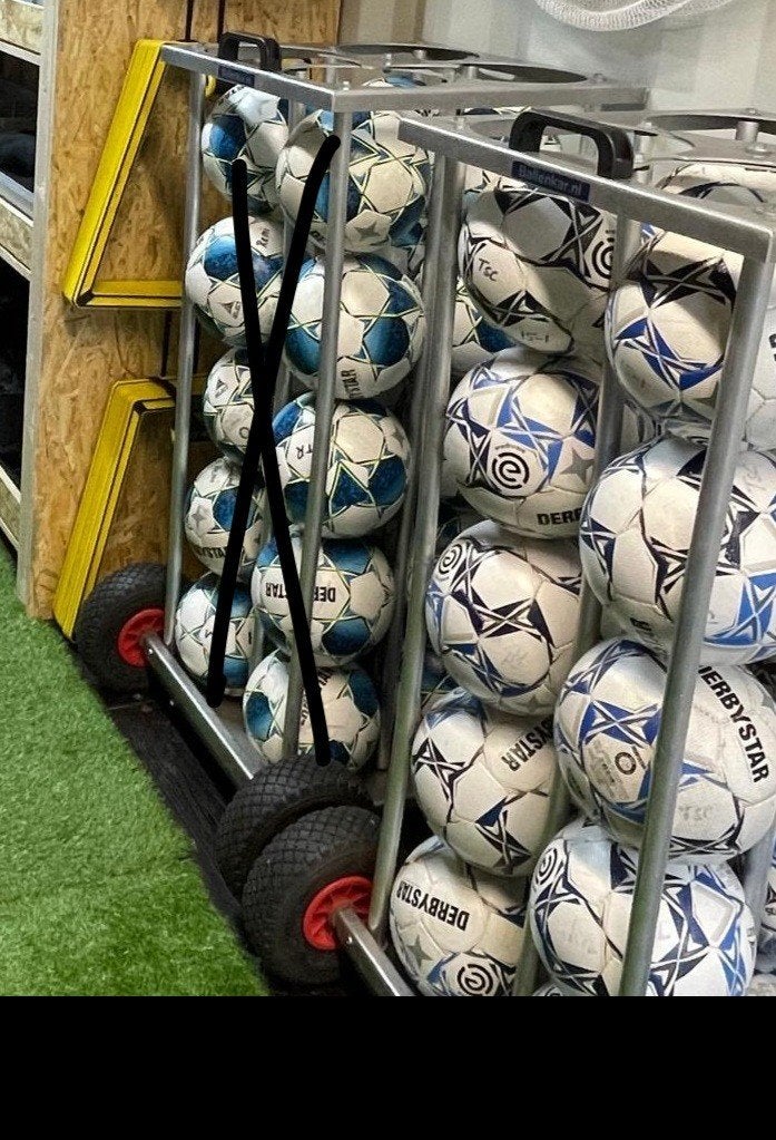 Voetbal ballenkar incl 14 eredivisie Derbystar voetballen., Ophalen, Gebruikt, Overige sporten, Overige typen
