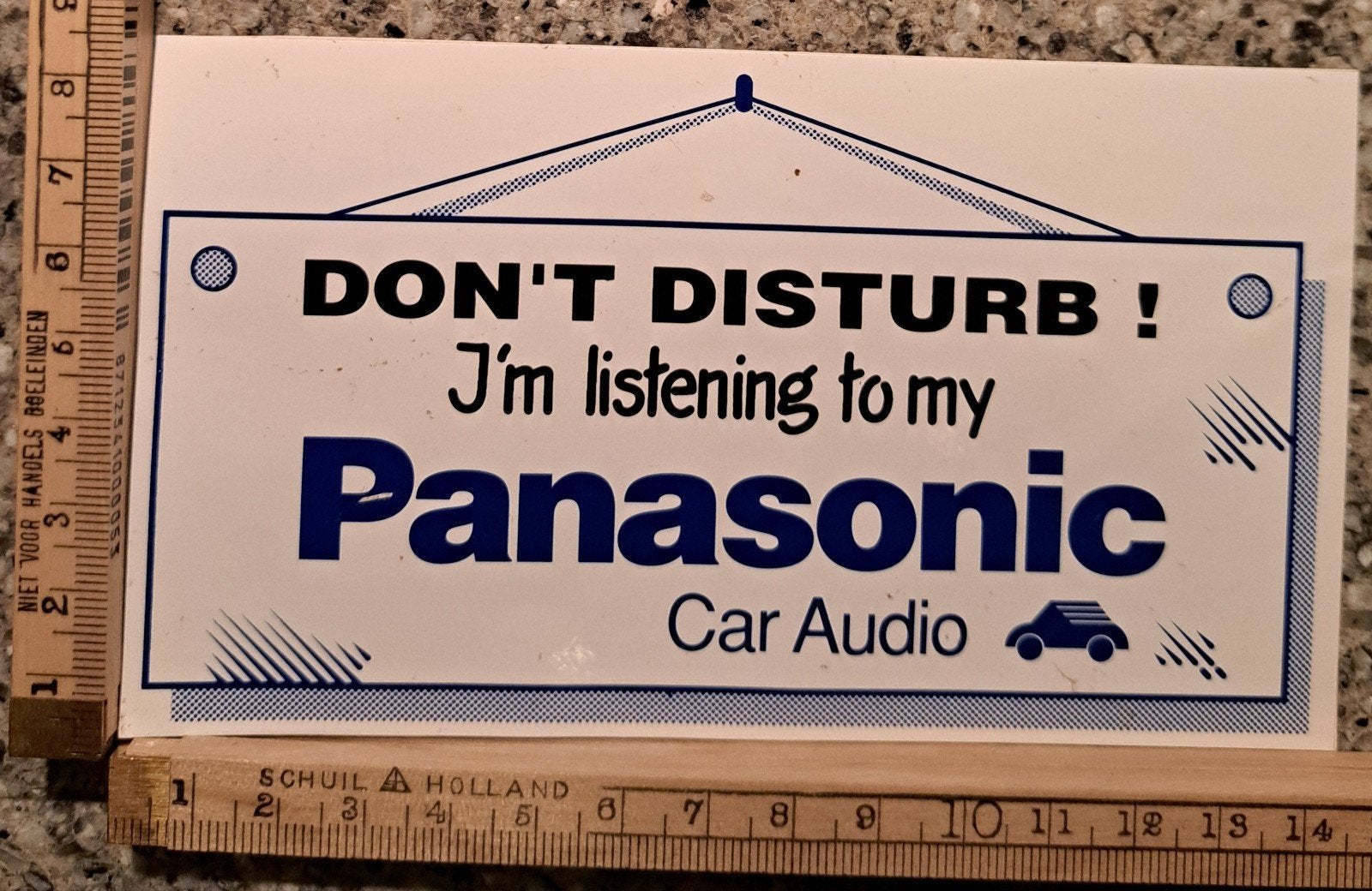 Vintage sticker don't disturb I'm listening to my Panasonic, Ophalen of Verzenden, Zo goed als nieuw, Merk