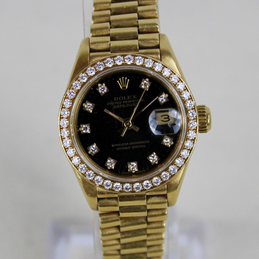 Rolex Lady Datejust - 69178 - Zwarte Wijzerplaat, Sieraden, Tassen en Uiterlijk, Horloges | Dames, Rolex, Gebruikt, Rolex, Rolex