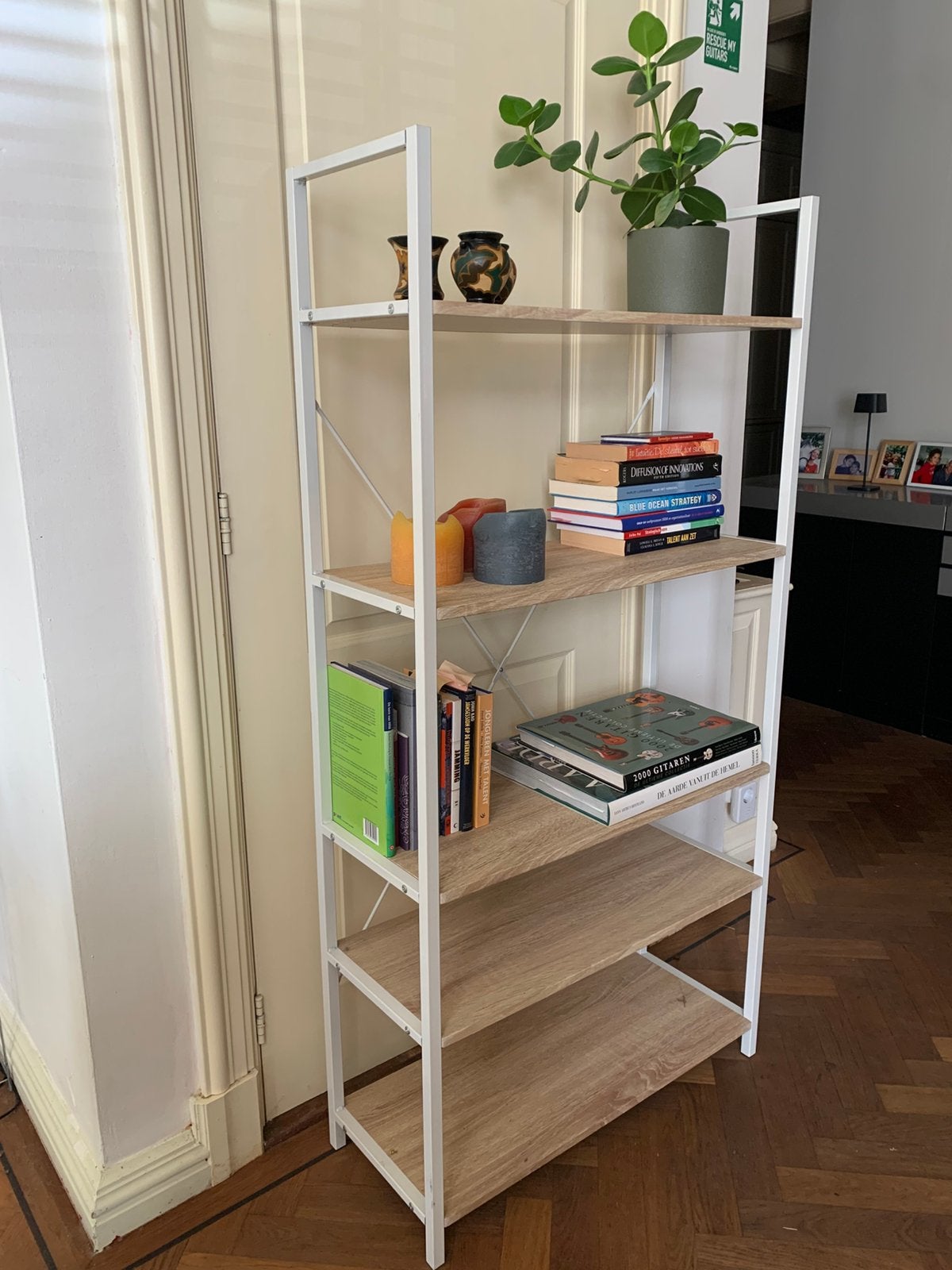 Leuke industriële boekenkast / stellingkast, Ophalen, Gebruikt, 25 tot 50 cm, 50 tot 100 cm