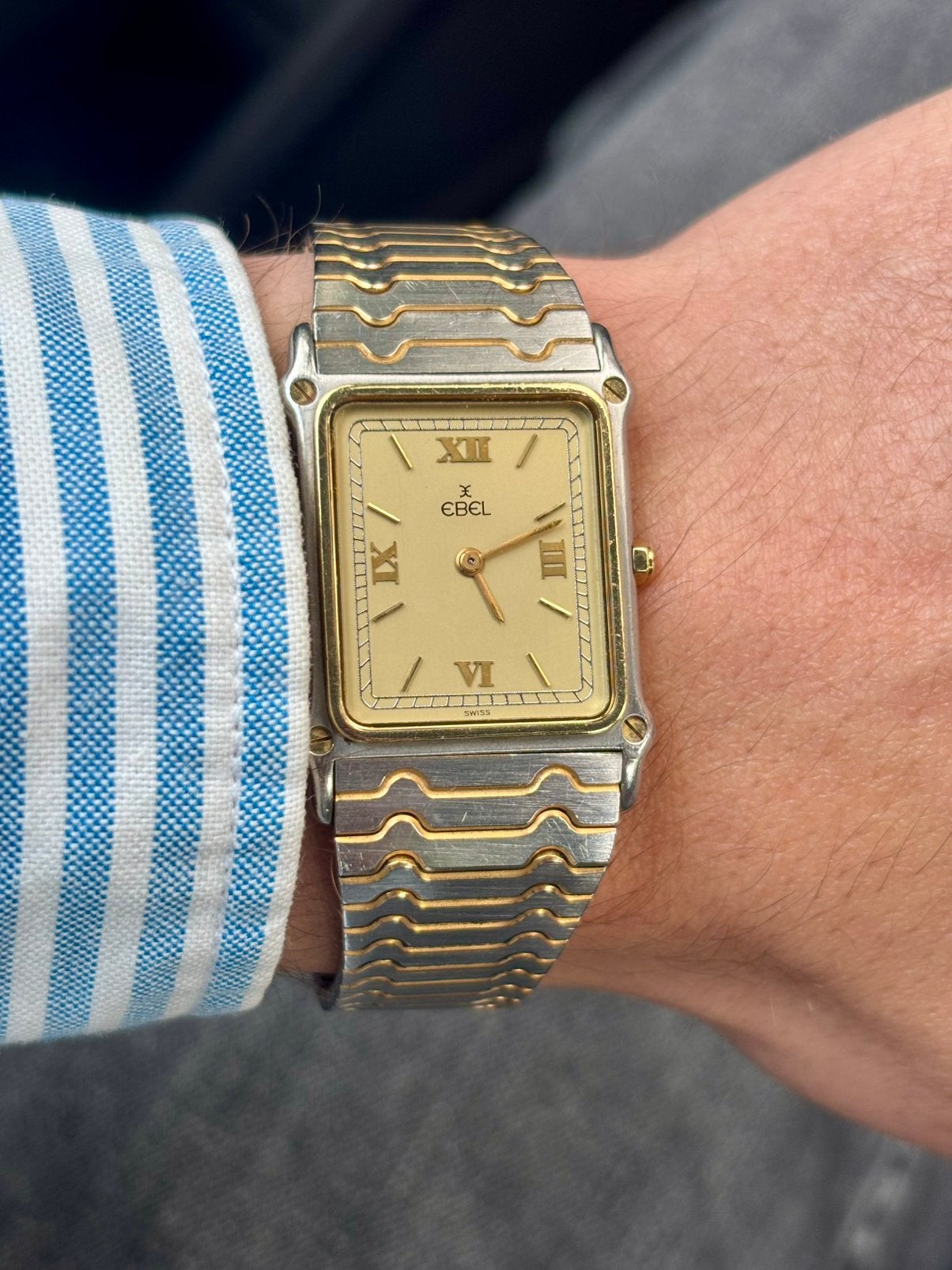 Zeldzame Ebel tank rectangular jumbo vintage horloge, Overige merken, Staal, Met bandje, Polshorloge