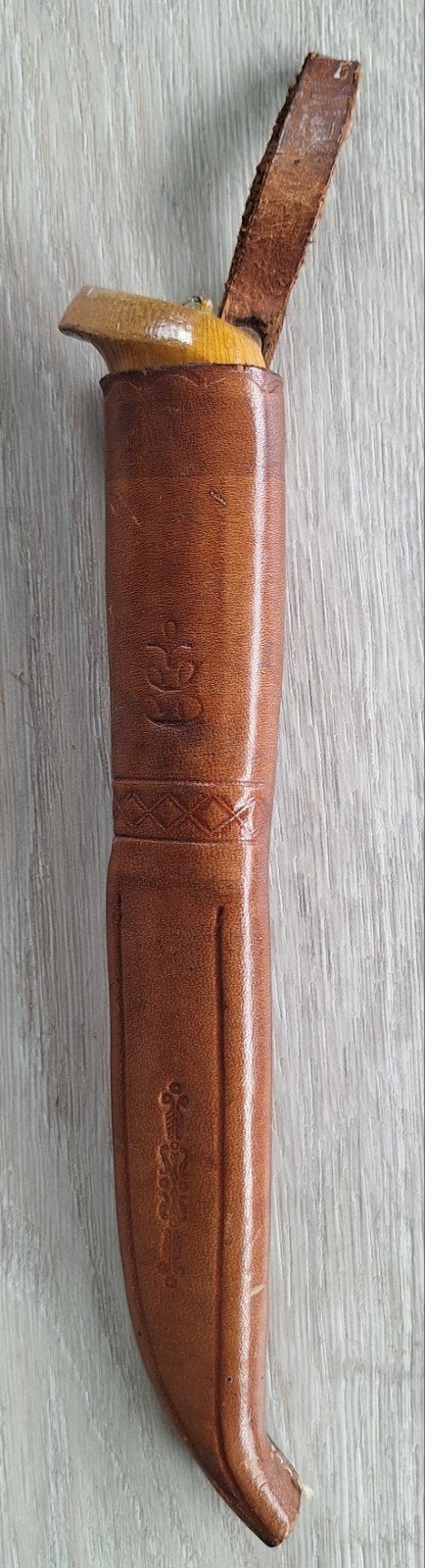 Vintage Fins PUUKKO mes met leren schede - Handgemaakt, Antiek en Kunst, Ophalen of Verzenden