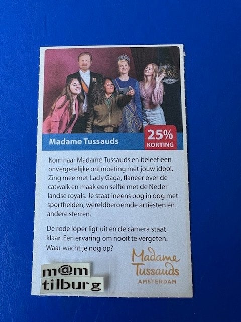 Madame Tussauds 25% korting tot 1-7-2027, Drie personen of meer, Kortingskaart