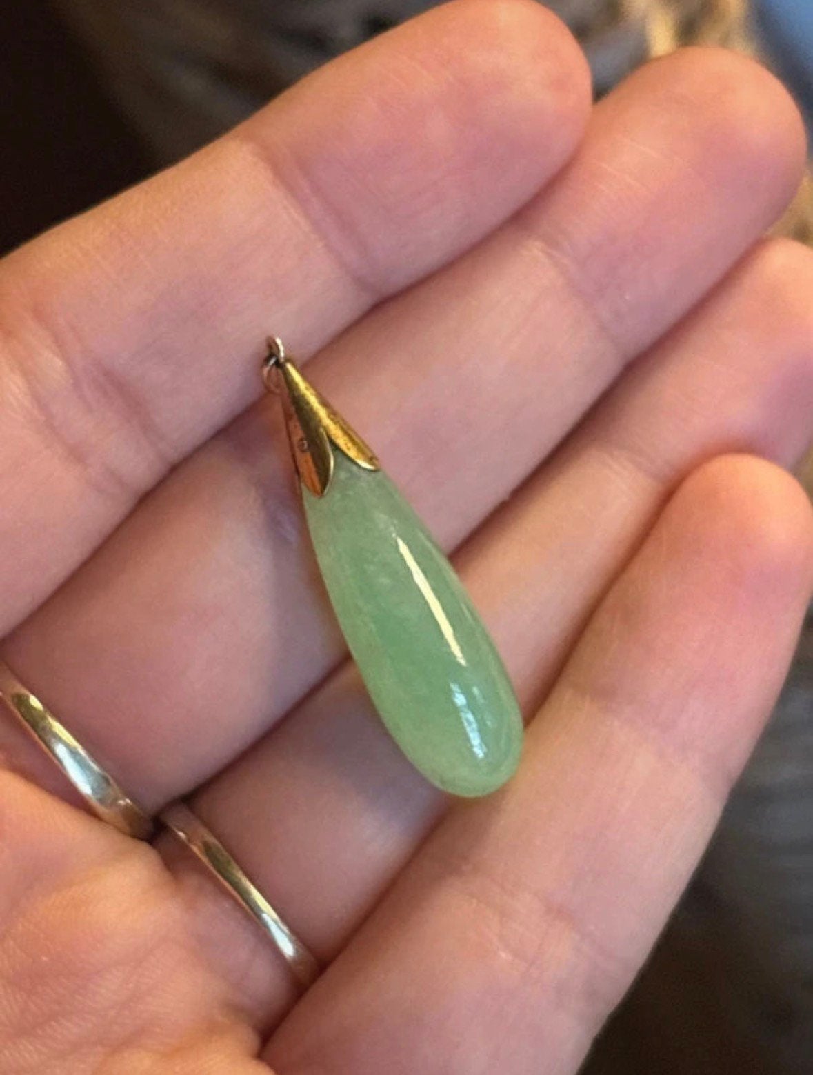 Vintage 9 karaat geelgouden hanger met jade, Verzenden, Zo goed als nieuw, Met edelsteen, Groen