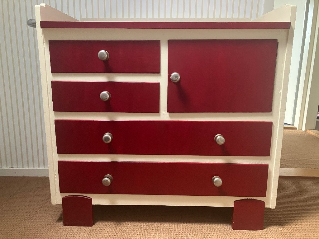 VINTAGE COMMODE, Gebruikt, 50 tot 70 cm, 75 tot 100 cm, Opstaande rand