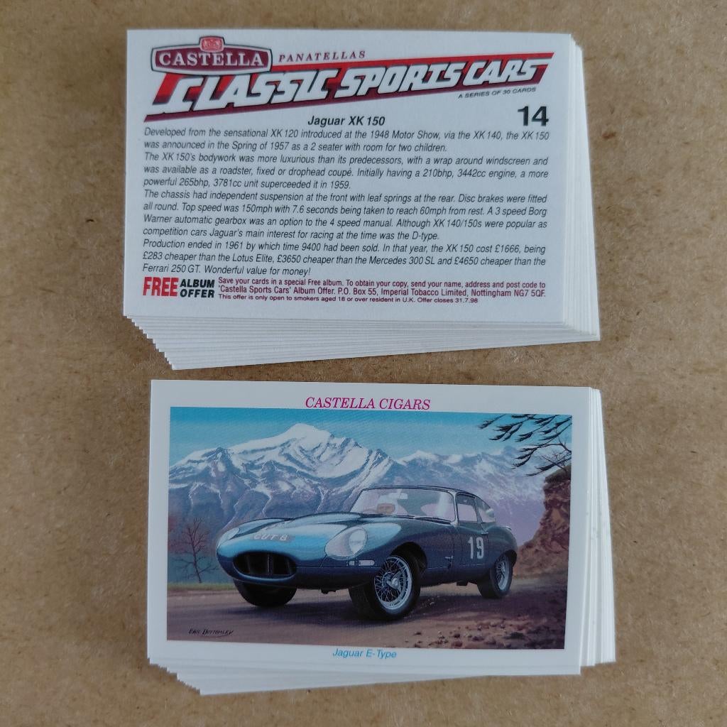 Classic Sports Cars complete set 30 cigar cards 1996, Verzamelen, Automerken, Motoren en Formule 1, Ophalen, Zo goed als nieuw