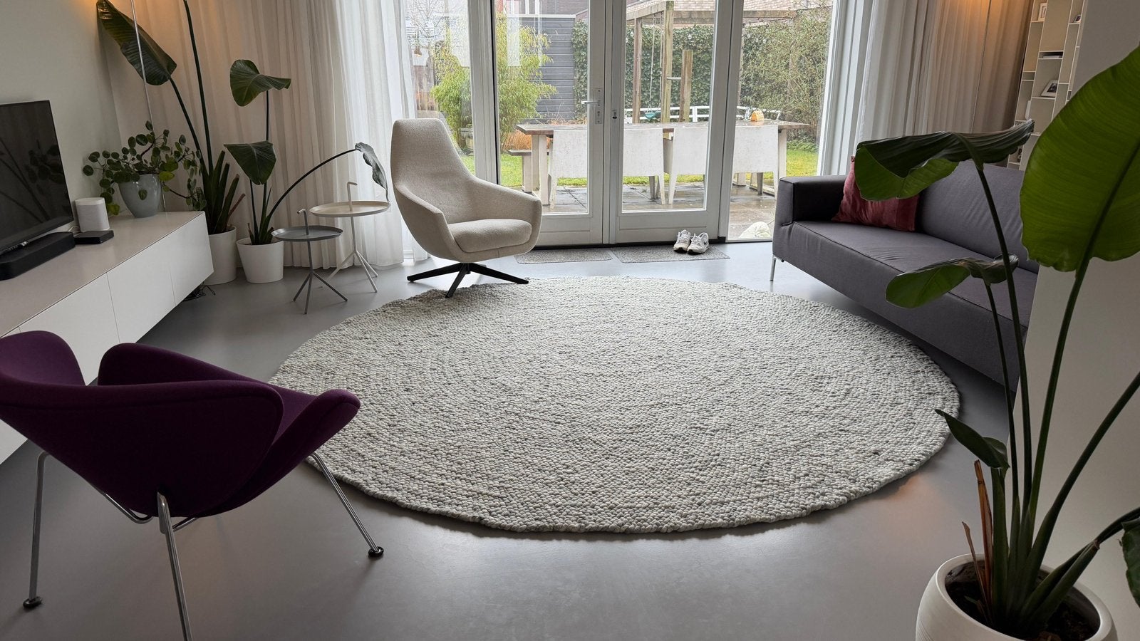 Perletta Roundabout 446 Rond Vloerkleed - Ø300 cm, Ophalen, Rond, 200 cm of meer, Grijs