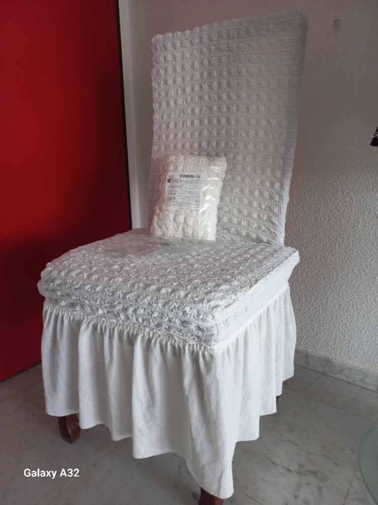 Witte stoelovertrekken, stoelhoezen, hoezen met rokken, Overige stijlen, Nieuw, Ophalen of Verzenden, Wit