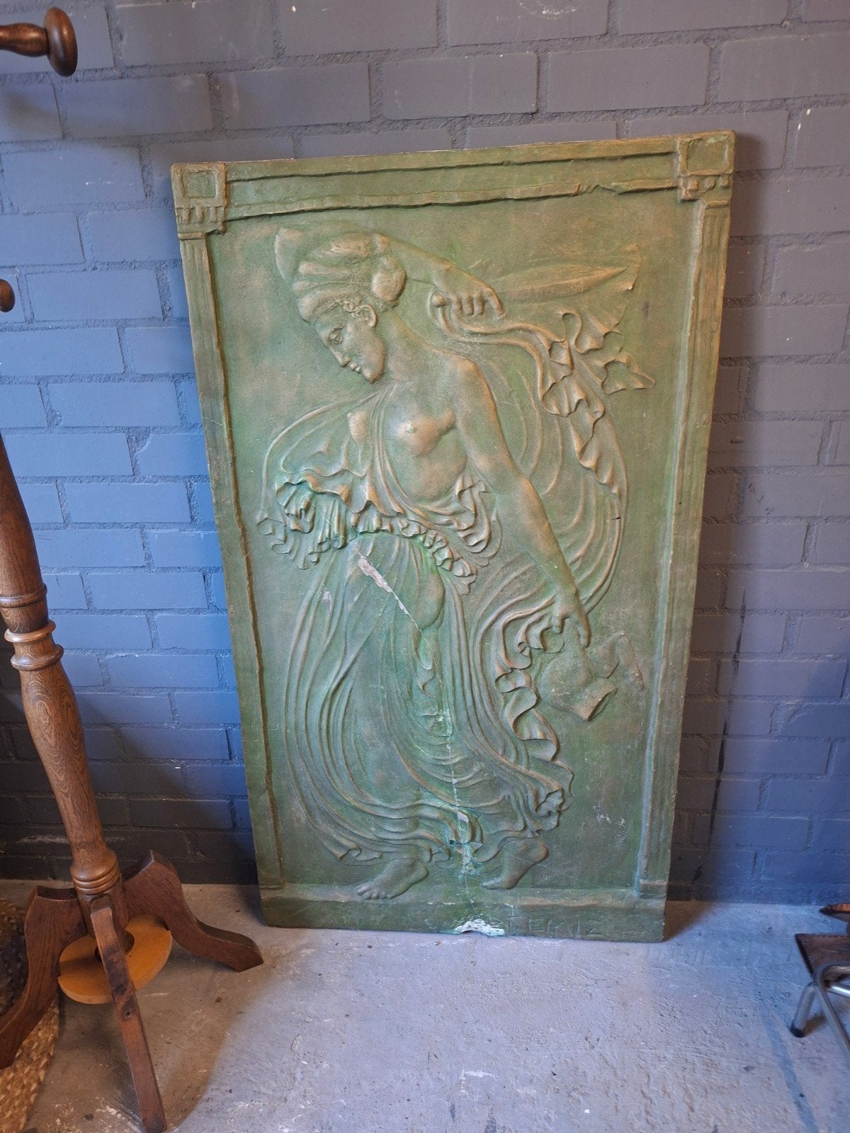 Antiek stenen tableau, Ophalen, Gebruikt