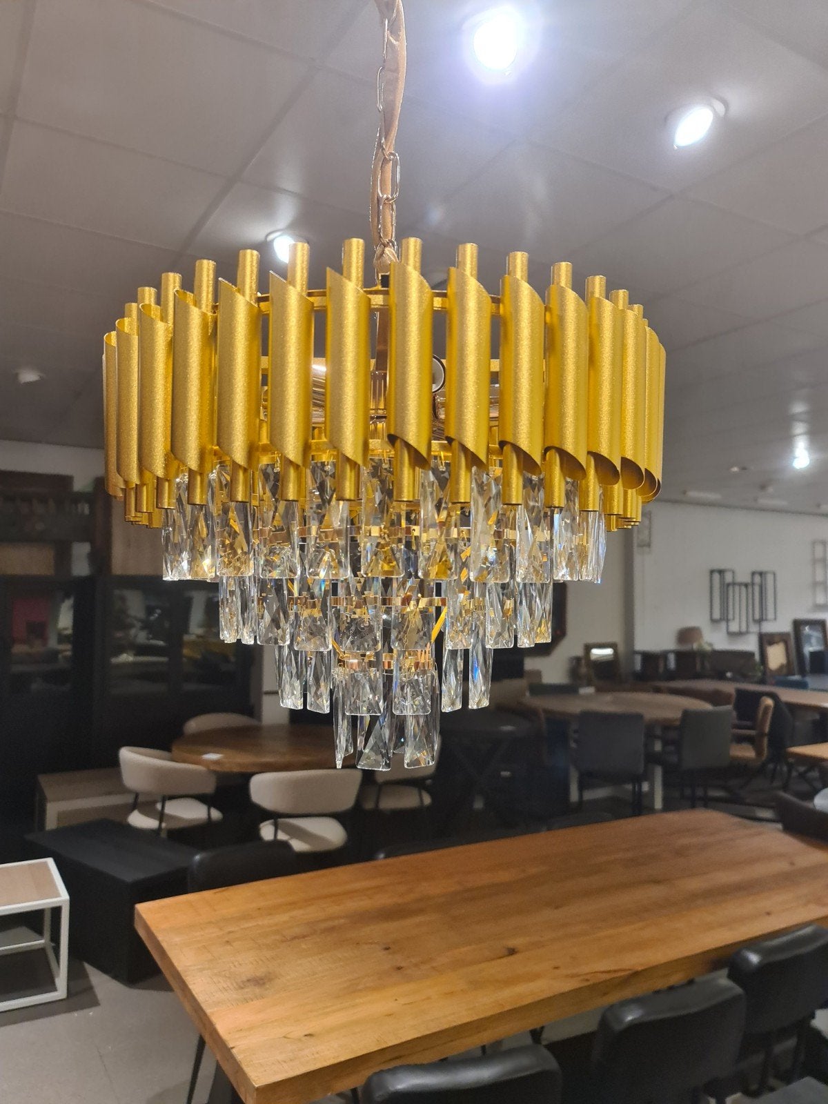 nieuwe Great Home kroonluchter goud kristal 40cm €165, Huis en Inrichting, Ophalen, Glas, Industrieel landelijk barok brocante koloniaal boheems vintage
