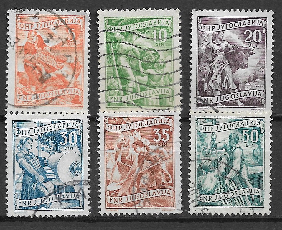 Joegoslavie 1951 Def serie landbouw visserij beroepen, Ophalen of Verzenden, Joegoslavië, Gestempeld