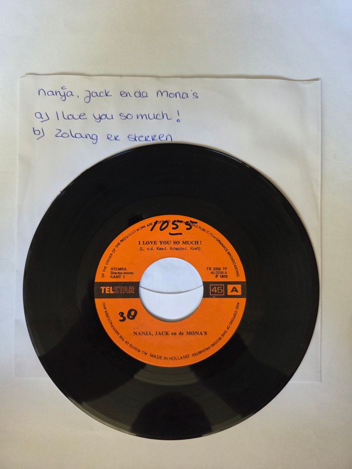 Nanja, Jack en de Mona's - I love you so much !, Gebruikt, 7 inch, Single, Ophalen of Verzenden