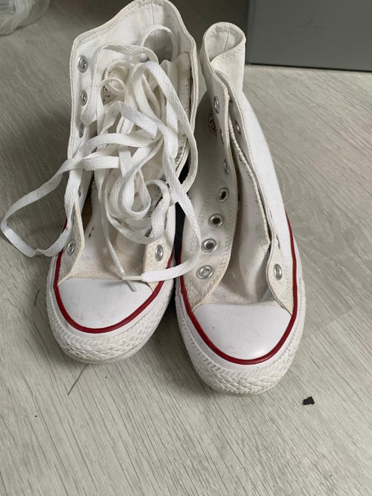 Witte Converse All Star High Top Sneakers, Kleding | Dames, Schoenen, Ophalen of Verzenden, Gedragen, Wit, Sneakers of Gympen