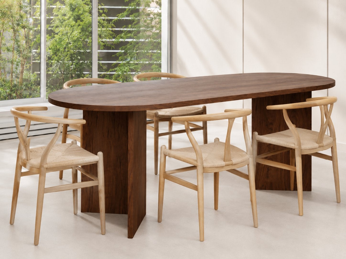 eettafel walnoot, Huis en Inrichting, Tafels | Eettafels, Vijf personen of meer, Ovaal, Overige materialen, Japandi