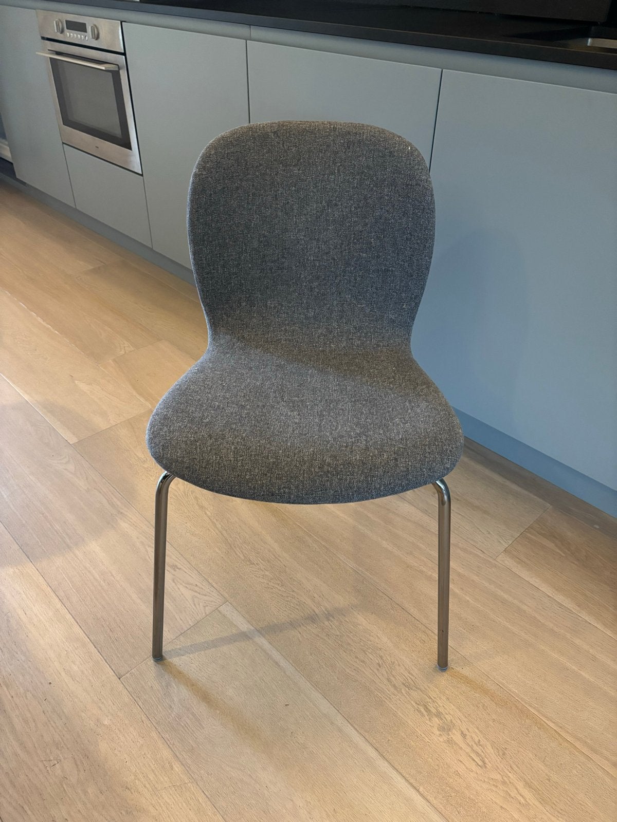 6x IKEA stoel, grijs met metalen onderstel, Ophalen, Gebruikt, Metaal, Eén