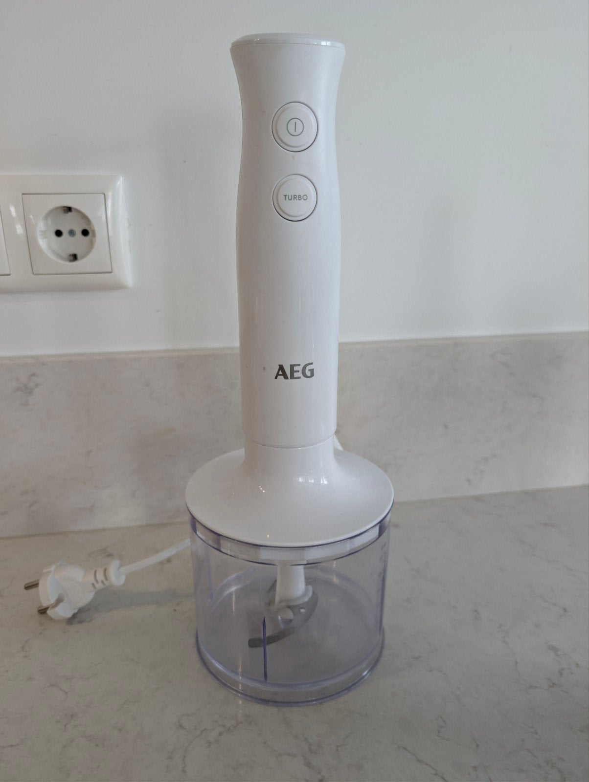 AEG Staafmixer met hakmolen - Zo goed als nieuw, 2 snelheden, Ophalen of Verzenden, Zo goed als nieuw, Vaatwasserbestendig