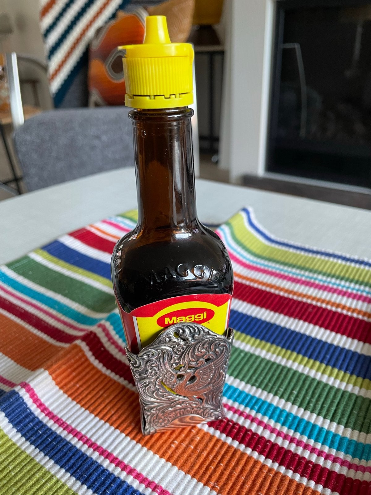 Vintage Gero Maggi-fles houder "Kraanvogel" 'GN' logo, Ophalen of Verzenden