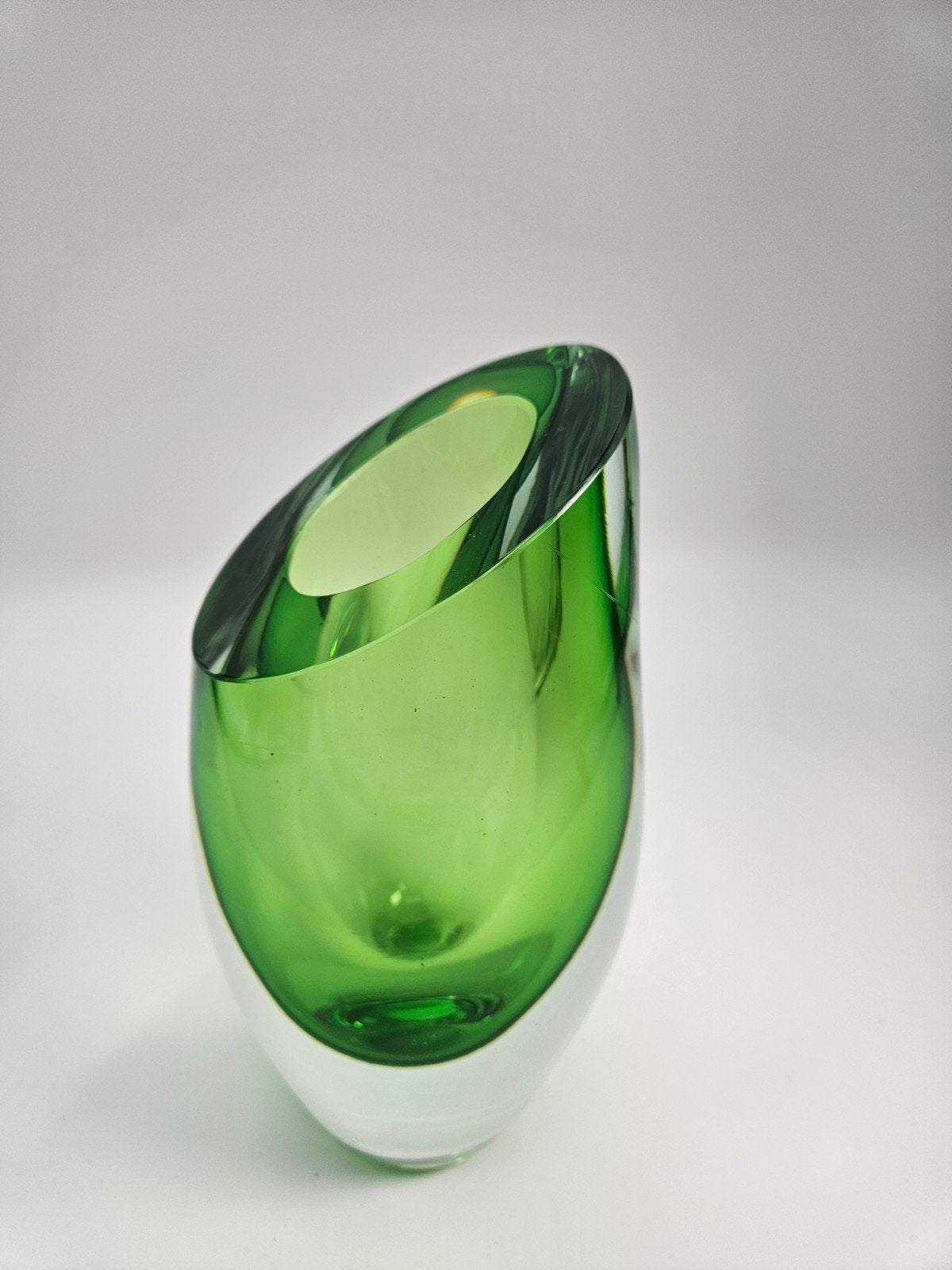 Vintage Groene Glazen Vaas - Uniek Design, Ophalen of Verzenden