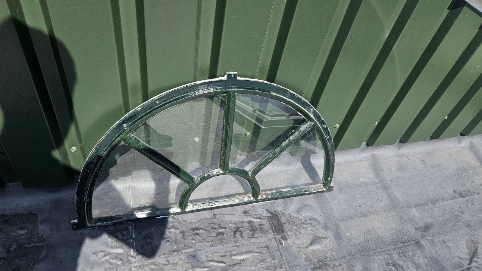 Stalraam halfrond - Groen geverfd, Doe-het-zelf en Verbouw, Glas en Ramen, Gevelraam of Ruit, Gebruikt, Minder dan 80 cm, 80 tot 120 cm