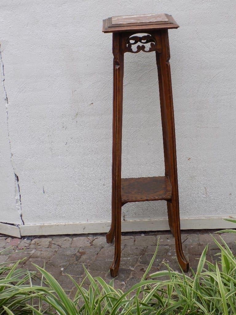 Plantentafel Jugendstil Art nouveau marmeren blad antiek, Ophalen of Verzenden, Gebruikt, Hout