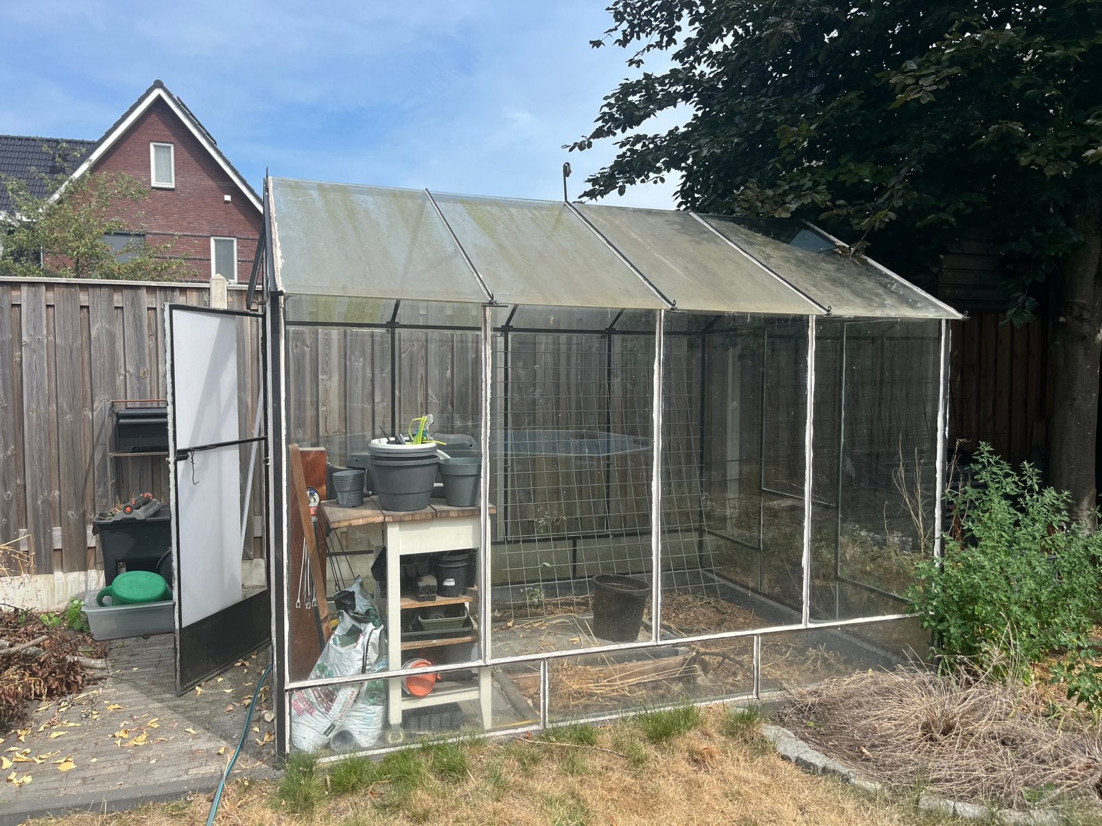 Stalen broeikas / tuinkas, Tuin en Terras, Kassen, Gebruikt, Kweekkas, Glas, Ophalen