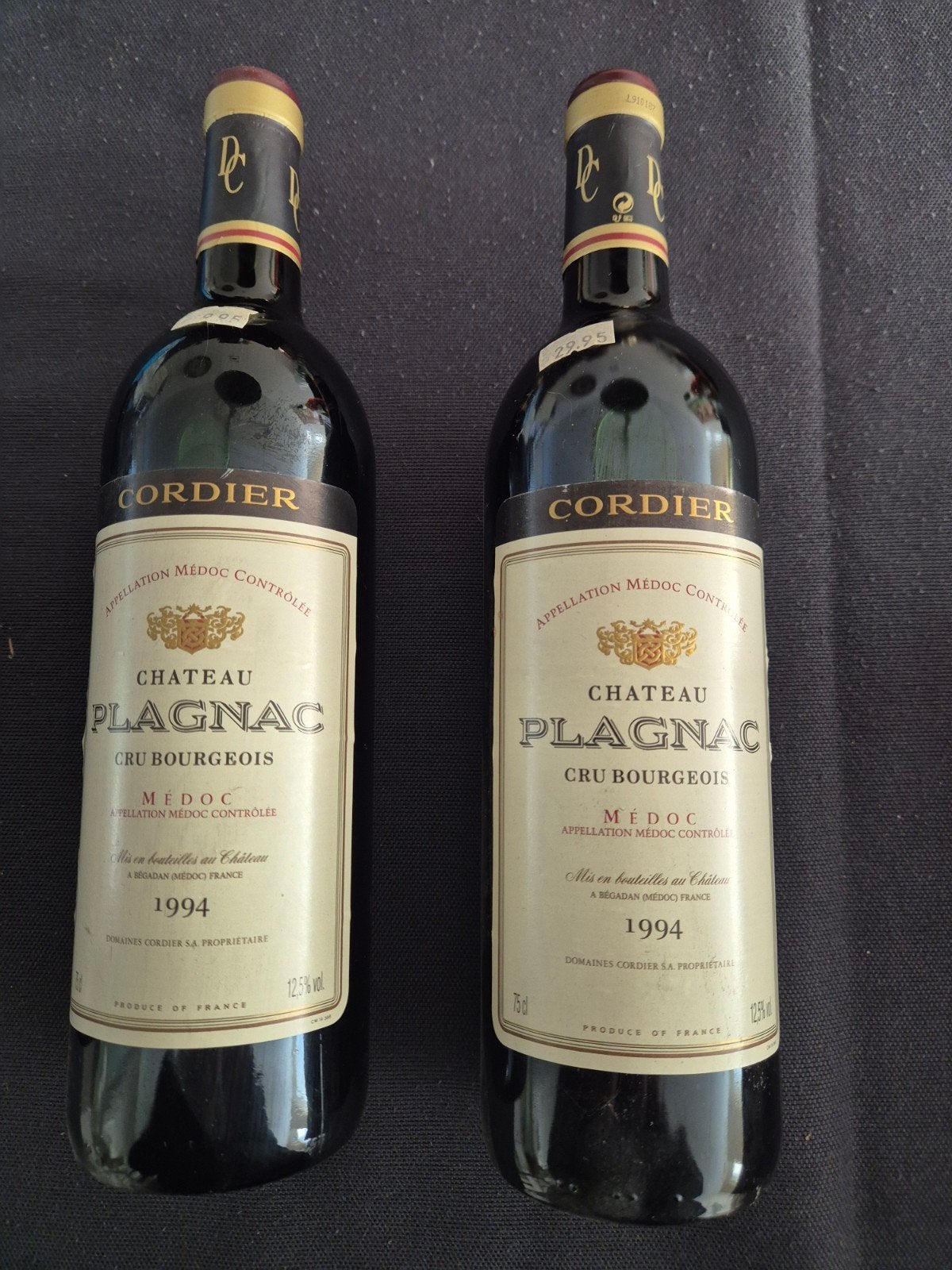 Château Plagnac Cru Bourgeois Médoc 1994 - 2 flessen, Gebruikt, Frankrijk, Ophalen of Verzenden, Rode wijn