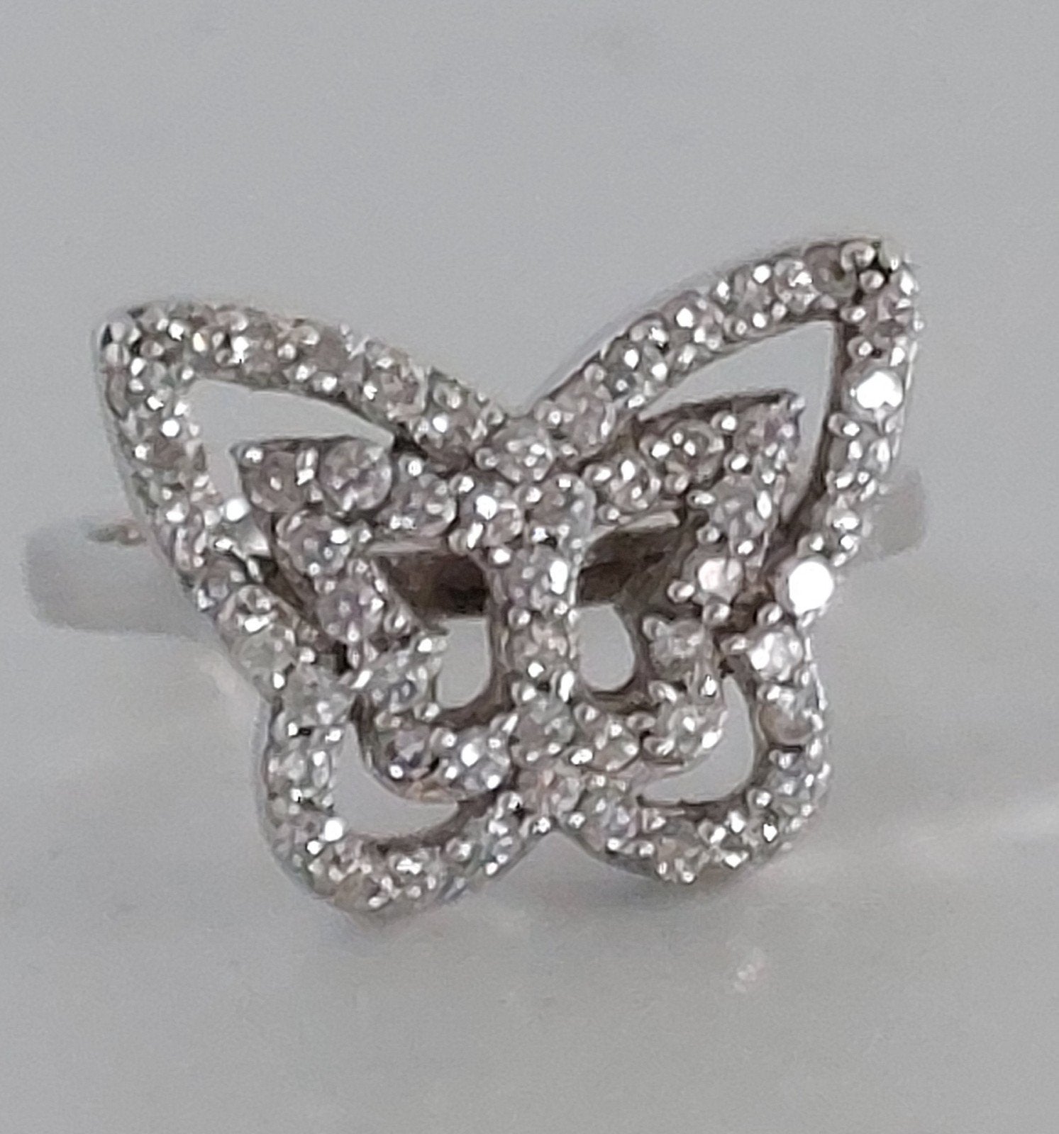 Zilveren ring vlinder met zirkonia 925 zilver maat 16, Ophalen of Verzenden, Kleiner dan 17, Zilver, Zilver