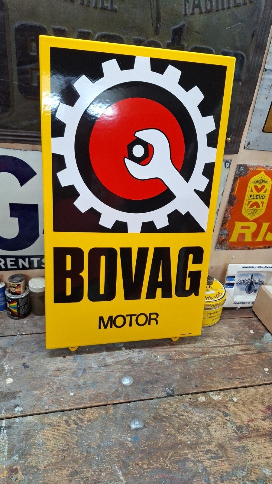 bovag motor, Verzamelen, Ophalen, Zo goed als nieuw, Reclamebord