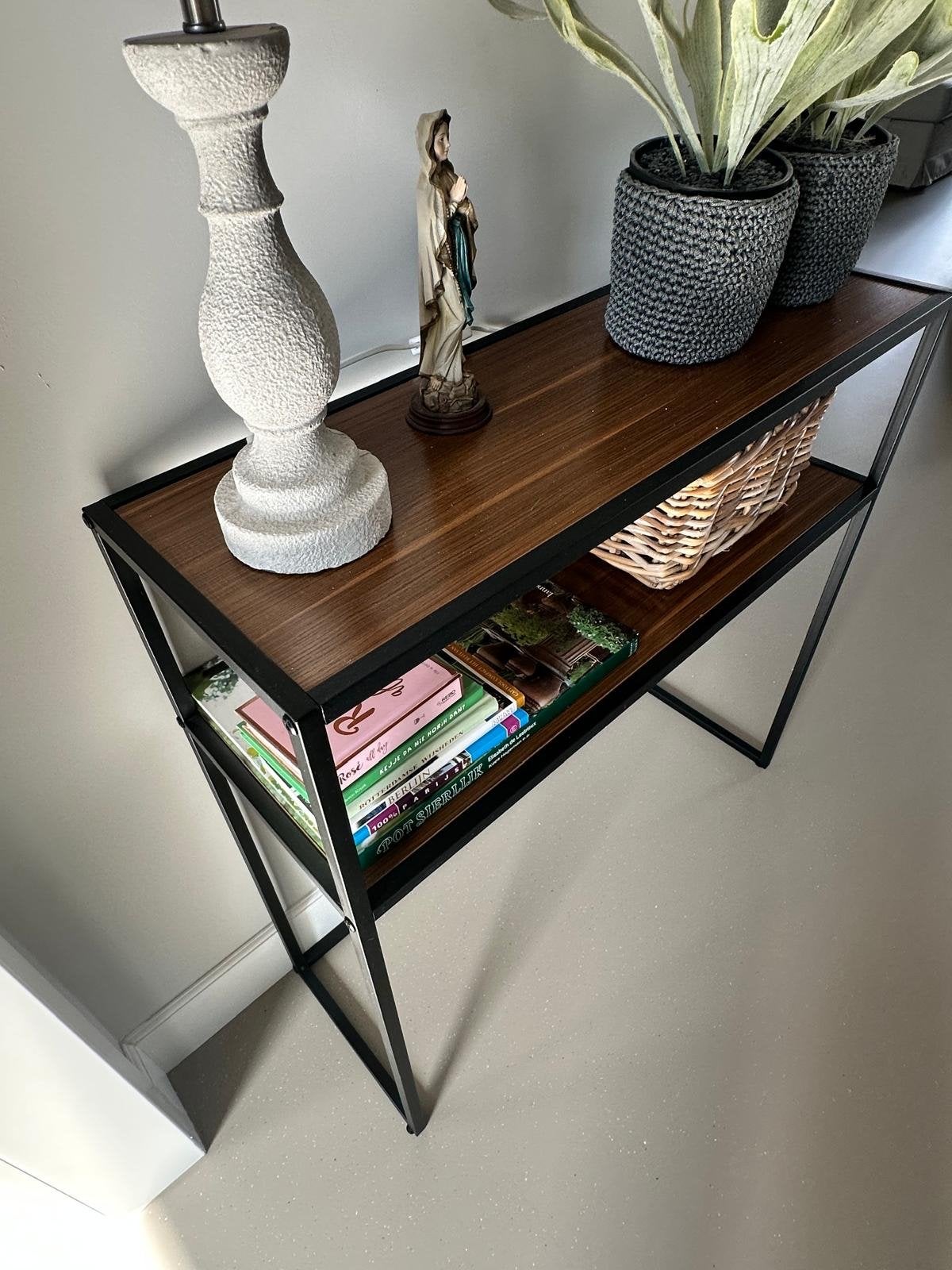 Moderne console tafel met 2 planken - industrieel design, Ophalen, Zo goed als nieuw