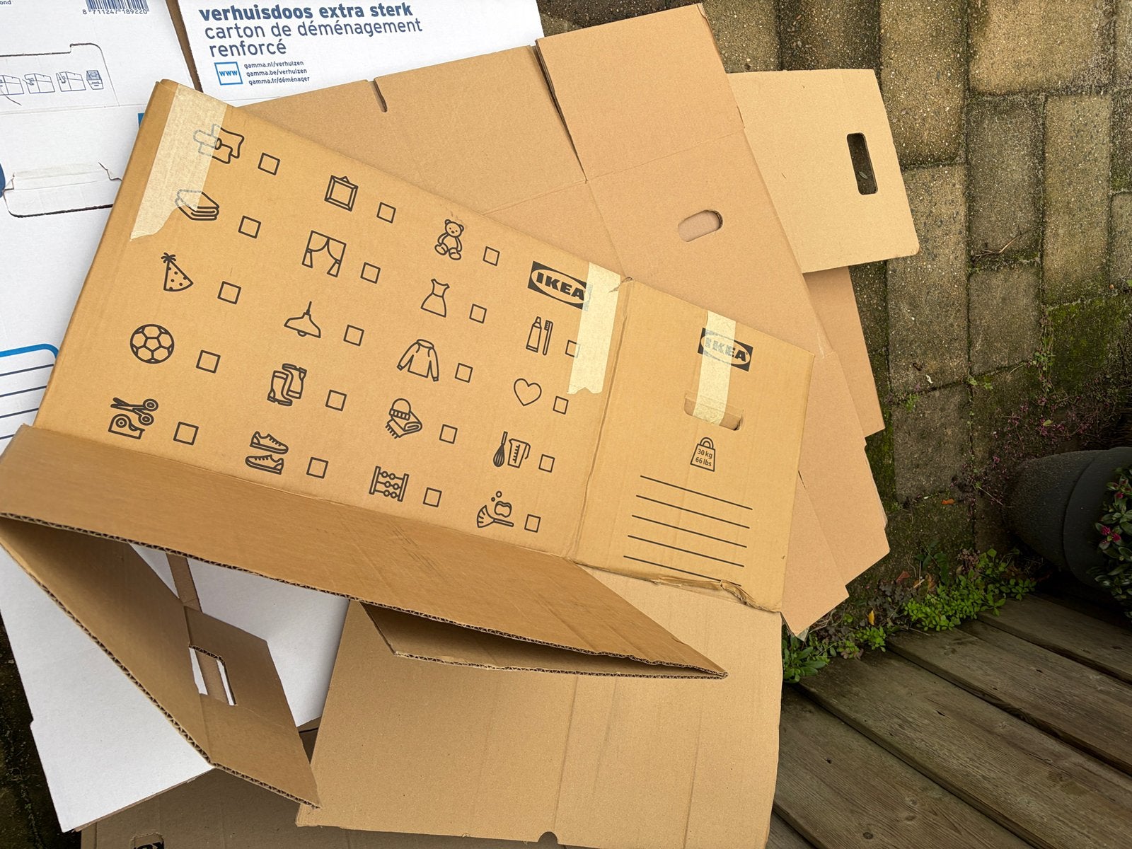 Gratis 20 verhuisdozen, Ophalen, 40 tot 60 cm, Opvouwbaar, 50 tot 75 cm