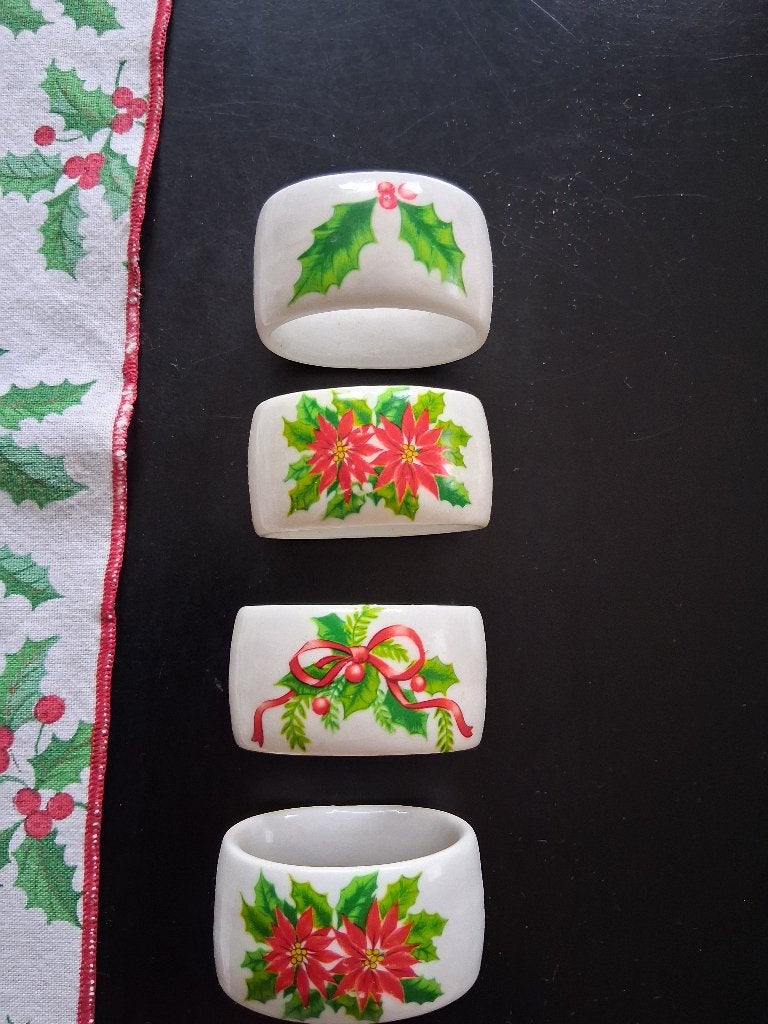 Kerst servetringen porselein *eureka*, Ophalen of Verzenden, Zo goed als nieuw