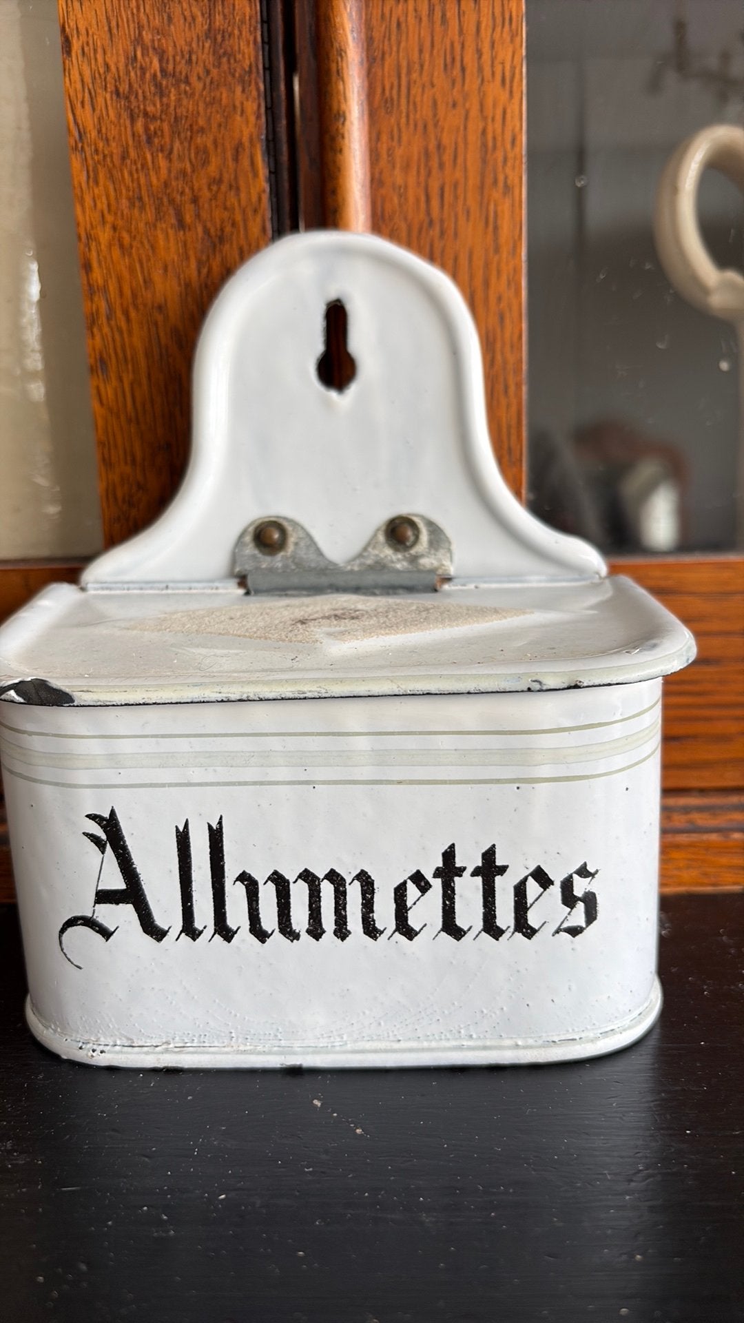 Wit emaille Franse Allumettes., Antiek en Kunst, Ophalen of Verzenden