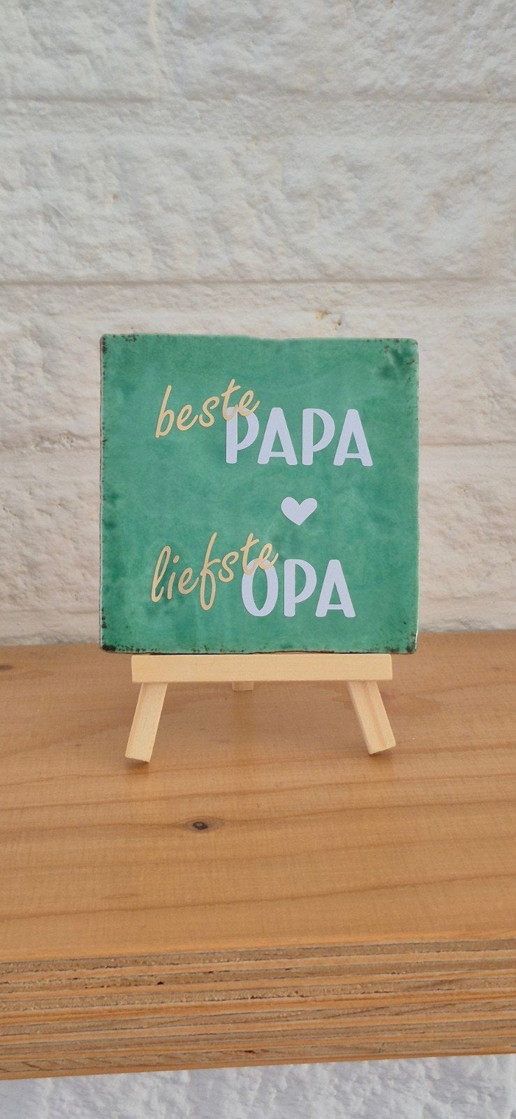 Tegeltje 'Beste Papa Liefste Opa' met houten standaardje, Ophalen of Verzenden, Nieuw