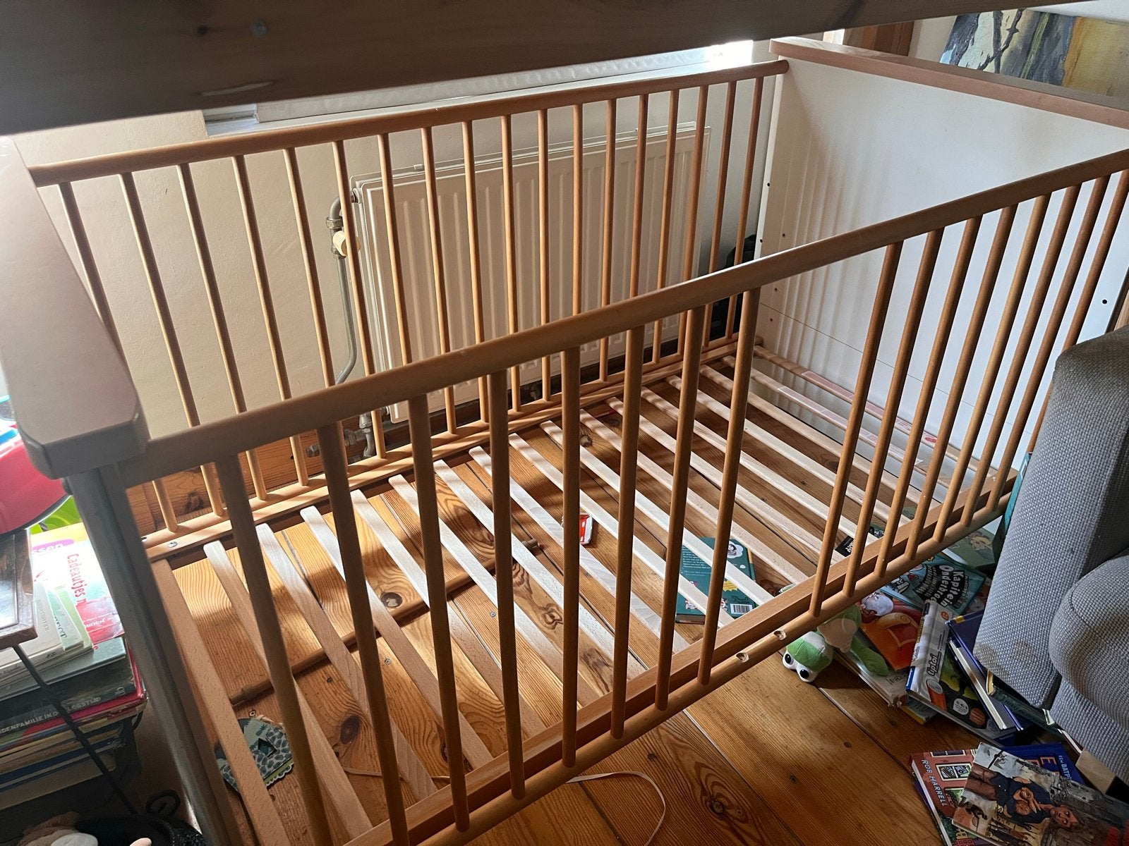 Gratis Kinderbedje 140x70 met lattenbodem, Ophalen, Gebruikt, 70 tot 85 cm, 140 tot 160 cm