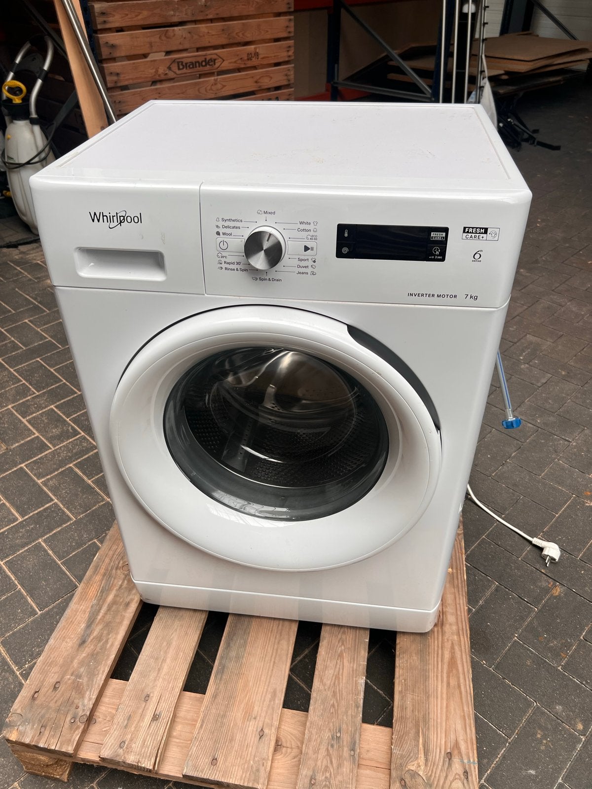 Whirlpool FFS 7438 W EE Wasmachine - 7 kg, Inverter Motor, Ophalen, Zo goed als nieuw, Voorlader, Kort programma