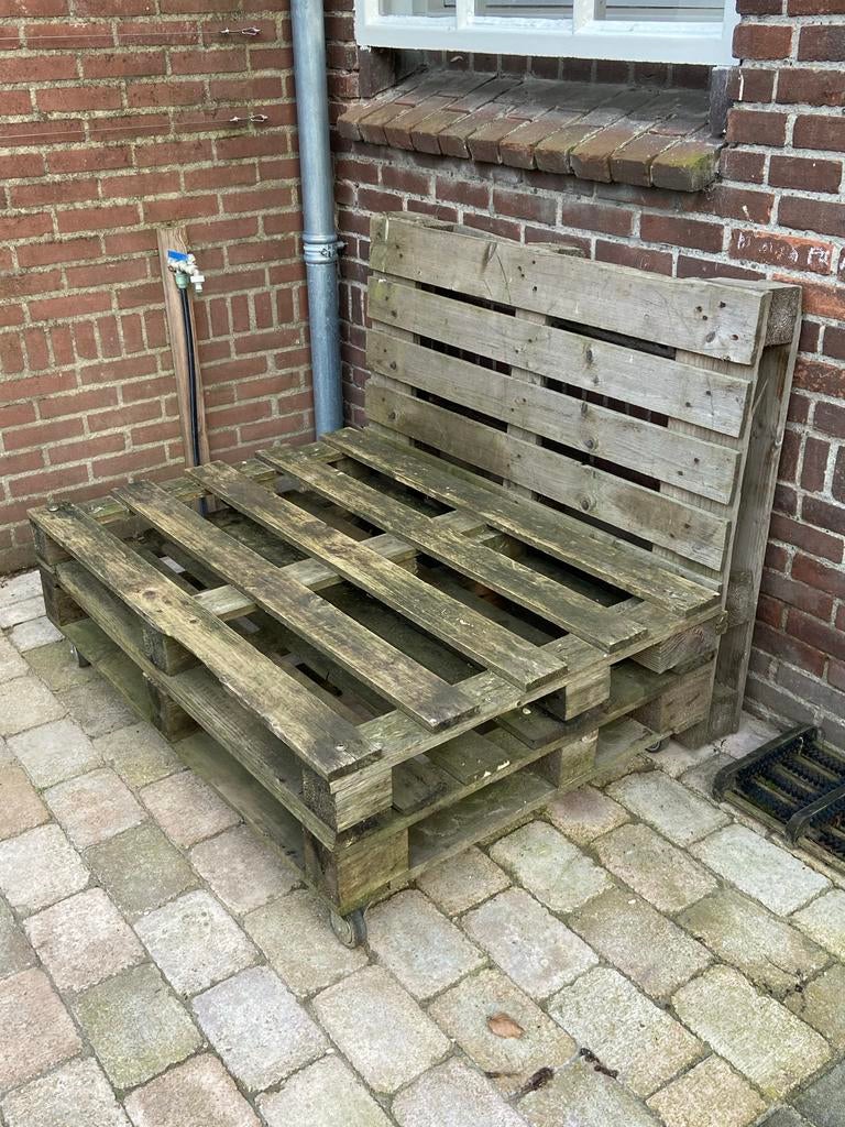 Stevige palletbank voor buiten, handgemaakt, Ophalen, Gebruikt, Hout