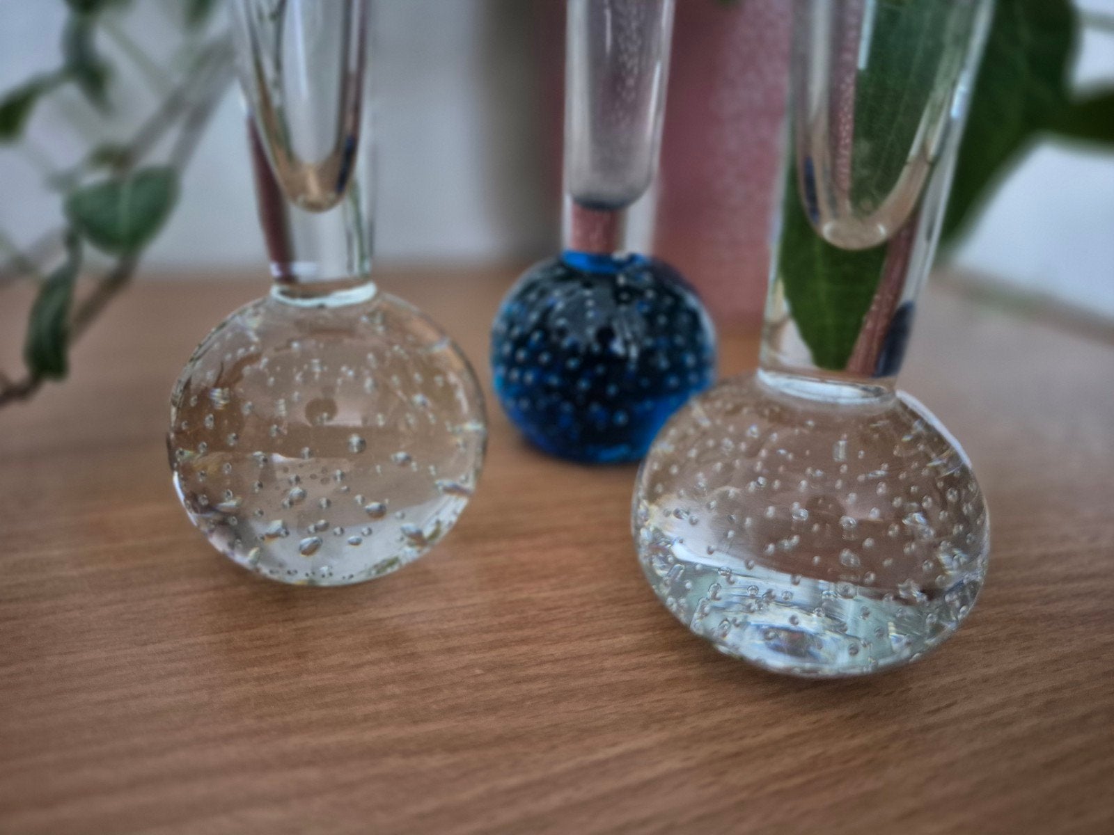 Set van 3 vintage Leerdam glas spijker solifleur vaasjes, Ophalen of Verzenden