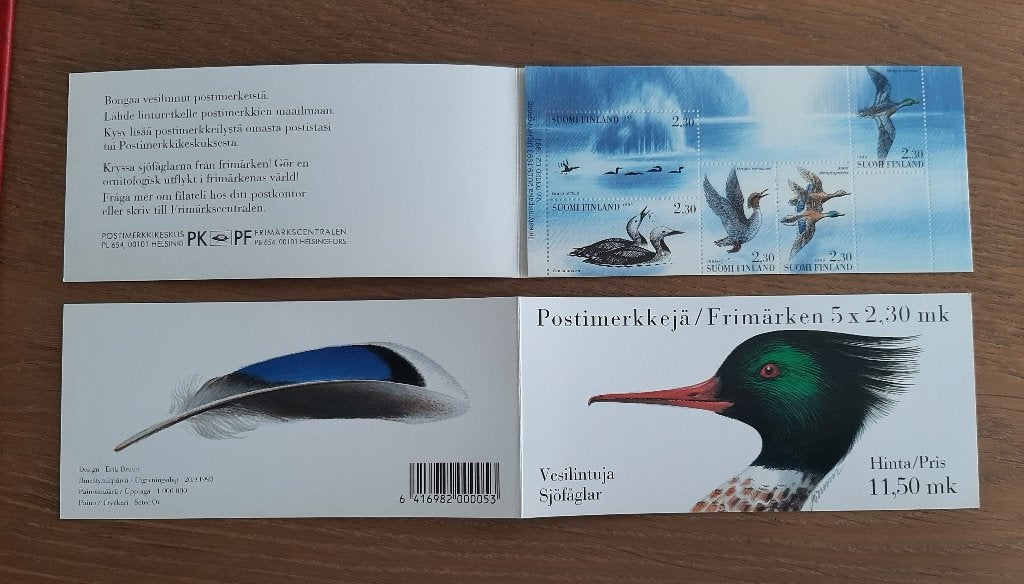 Postzegelboekje Finland 1993 Watervogels 5 Postzegels, Ophalen, Finland, Postfris