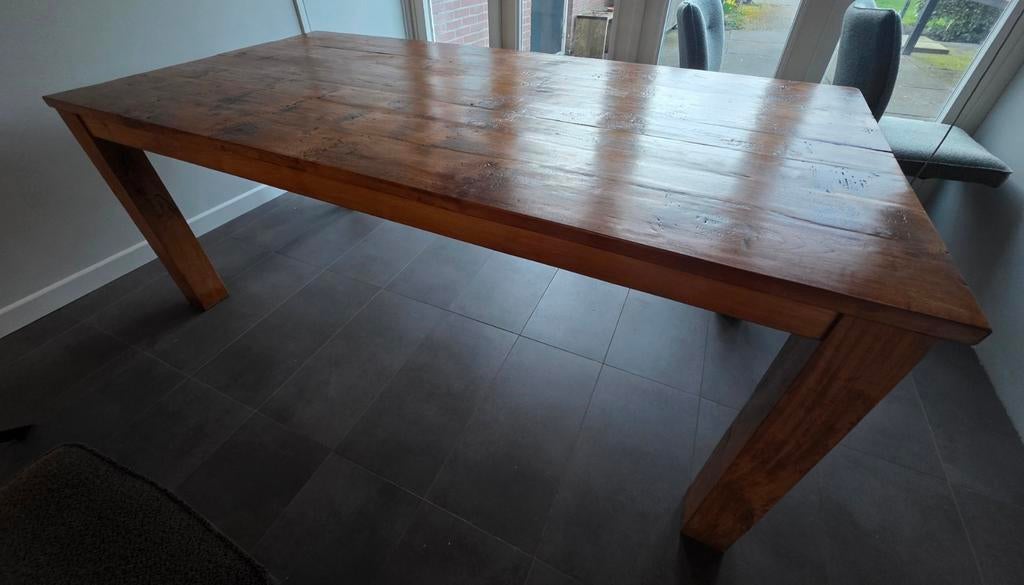 Eettafel teak, Huis en Inrichting, Tafels | Eettafels, Ophalen, 200 cm of meer, 50 tot 100 cm, Zo goed als nieuw