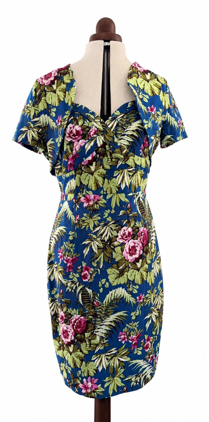 Lindy Bop retro "Zsa Zsa" Tropical 50s dress + bolero🌺MT 44, Kleding | Dames, Blauw, Maat 42/44 (L), Nieuw, Ophalen of Verzenden