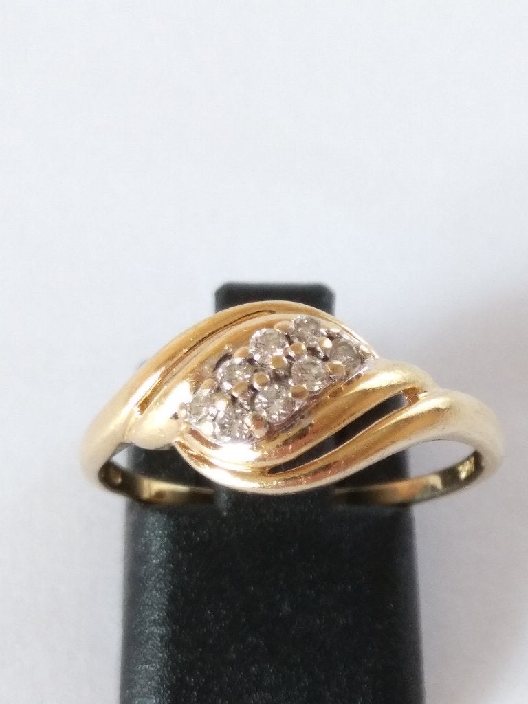 geel- met witgouden RING, maat 18 1/4 bezet met 8 Briljanten, 18 tot 19, Geel, Ophalen of Verzenden, Zo goed als nieuw