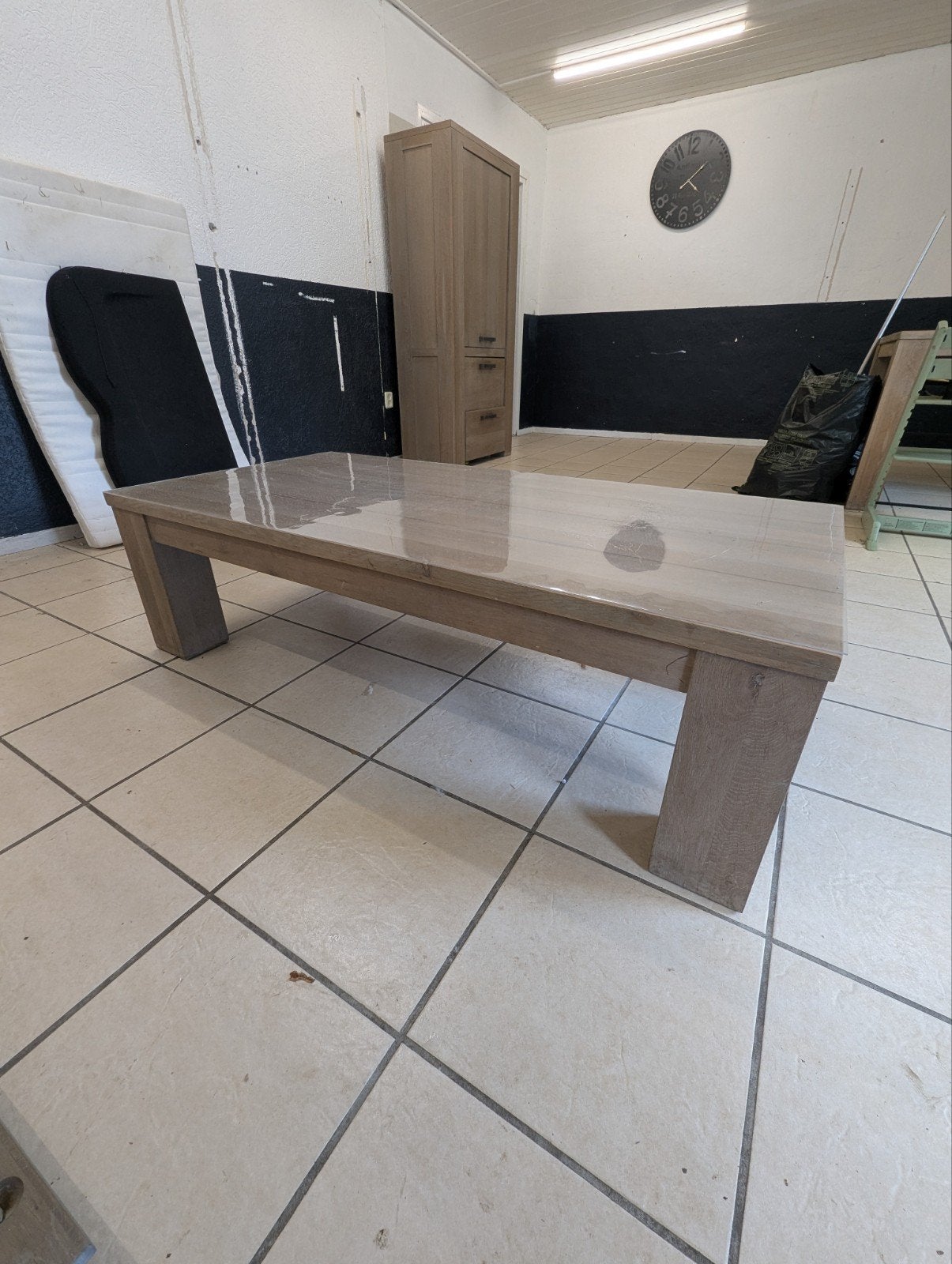 Massief licht eiken salontafel, Huis en Inrichting, Tafels | Salontafels, Ophalen, Gebruikt, 100 tot 150 cm, 50 tot 100 cm