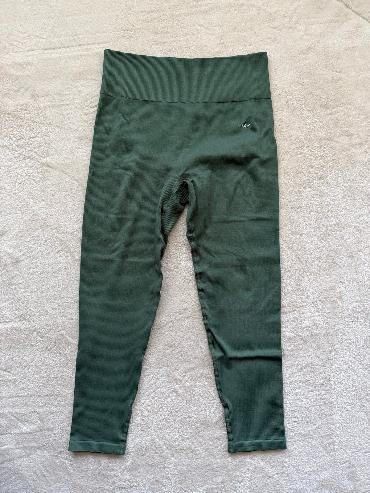 MyProtein sport legging XL ribstof dennengroen high waist, Maat 46/48 (XL) of groter, Ophalen of Verzenden, Groen, Fitness of Aerobics