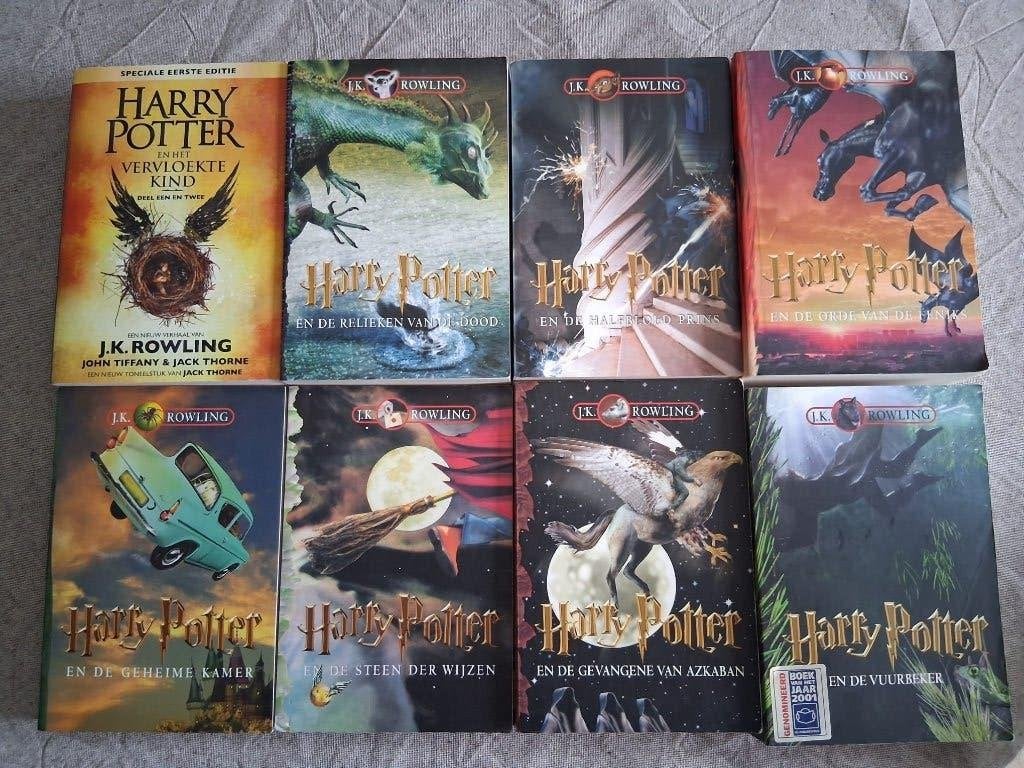Harry Potter complete boekenserie (8 delen) – Nederlands, Ophalen of Verzenden, Gelezen, J.K. Rowling