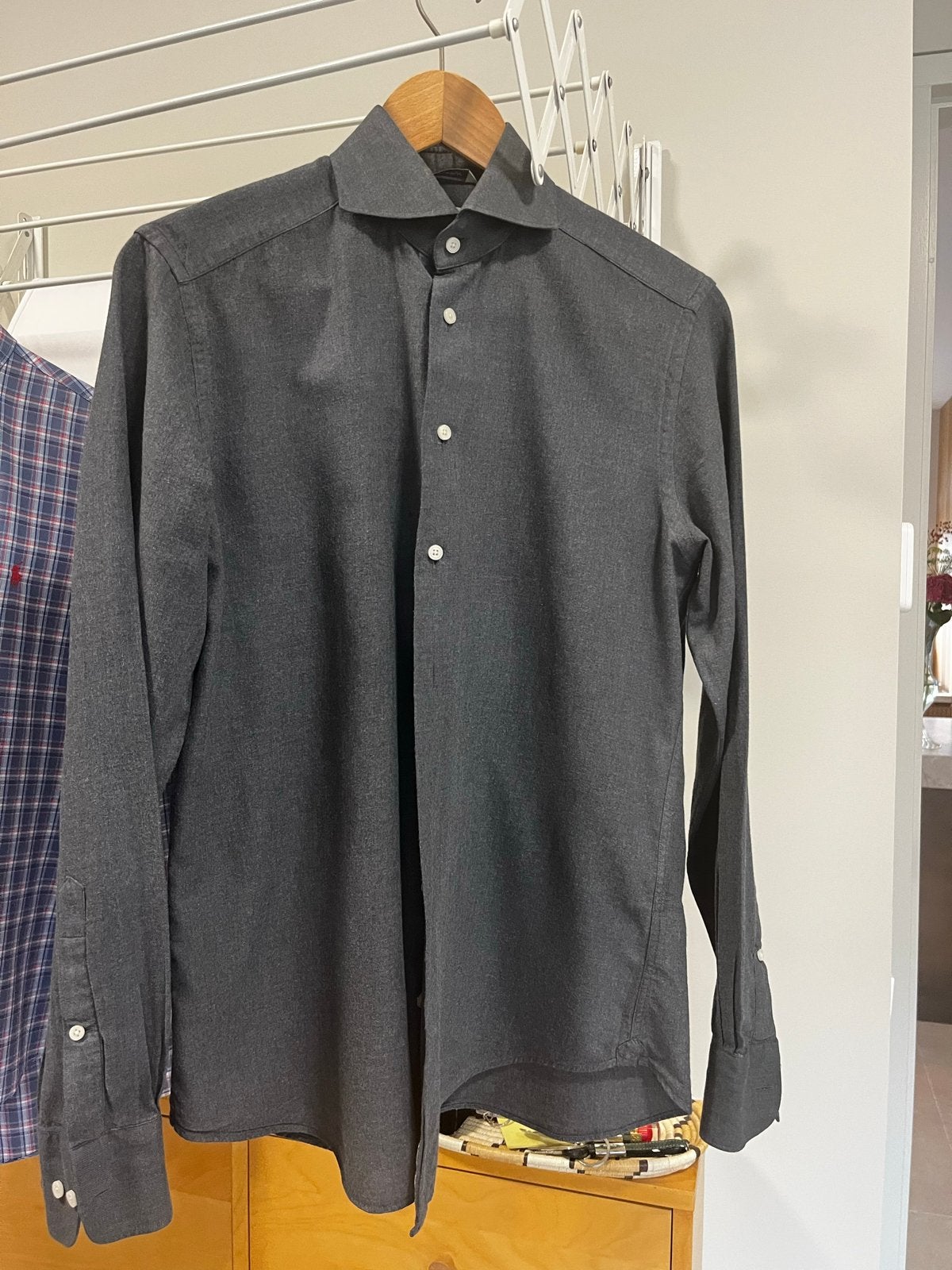 Suitsupply overhemd van Egyptisch katoen - Grijs, Ophalen of Verzenden, Zo goed als nieuw, Grijs, Halswijdte 38 (S) of kleiner