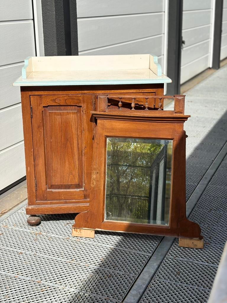 Vintage kastje met spiegel, commode uit frankrijk, Antiek en Kunst, Ophalen