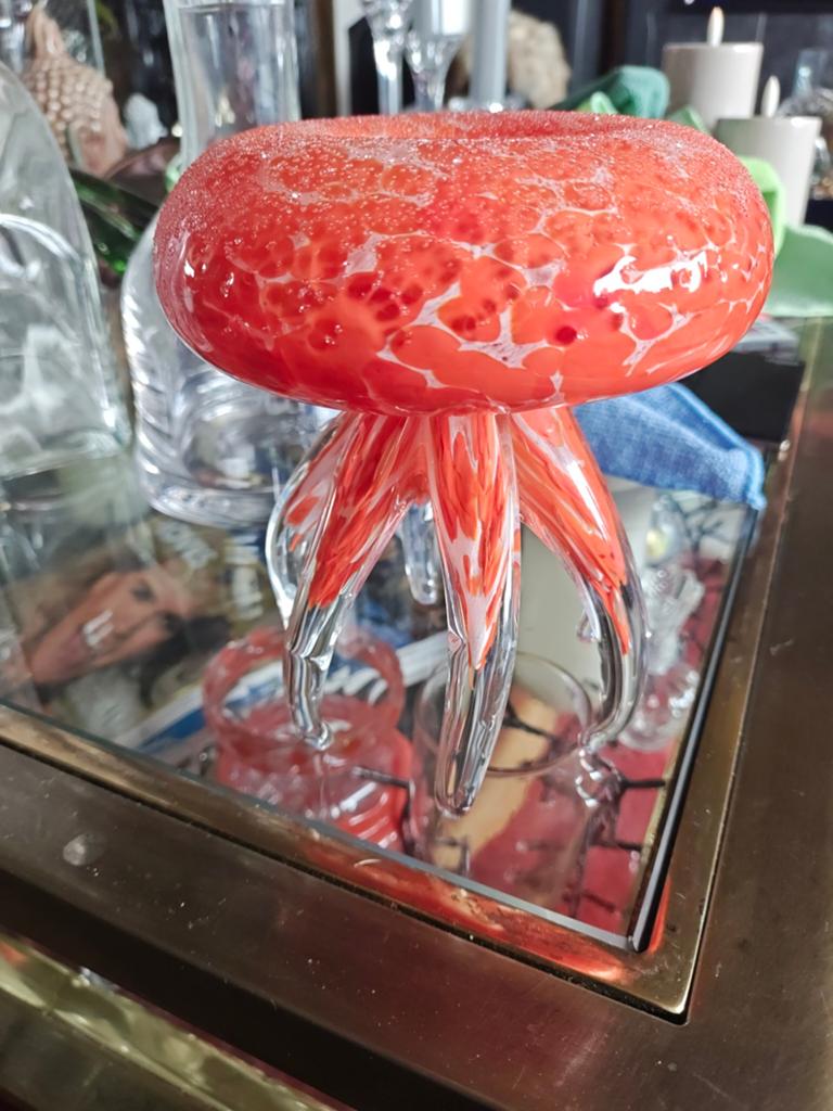 Unieke glazen kwal decoratie - Rood met wit, Ophalen of Verzenden