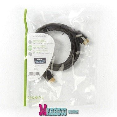 HDMI kabel 2 meter verguld,Gold High speed, 4K, 3D, Ethernet, Audio, Tv en Foto, Audiokabels en Televisiekabels, Nedis, Nieuw
